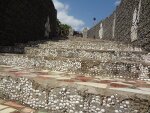 Steps made of waste pieces of tiles and oyster shells